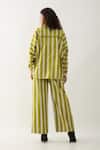 Shop_Son of A Noble Snob_Green Cotton Satin Collared Leaf Catkin Print Shirt And Trouser Set _at_Aza_Fashions