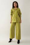 Buy_Son of A Noble Snob_Green Cotton Satin Collared Harley Catkin Print Shirt _Online_at_Aza_Fashions