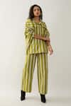 Shop_Son of A Noble Snob_Green Cotton Satin Collared Harley Catkin Print Shirt _Online_at_Aza_Fashions