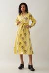Shop_Son of A Noble Snob_Yellow Cotton Satin Collared Lemon Farm Print Midi Dress _Online_at_Aza_Fashions