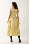 Shop_Son of A Noble Snob_Yellow Cotton Satin Collared Liam Catkin Print Midi Dress _at_Aza_Fashions