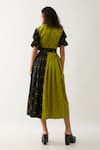 Shop_Son of A Noble Snob_Green Cotton Satin Collared Magnum Dress With Regal Print _at_Aza_Fashions