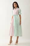 Son of A Noble Snob_Multi Color Cotton Satin Collared Magnum A-line Dress With Belt _Online_at_Aza_Fashions