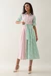 Buy_Son of A Noble Snob_Multi Color Cotton Satin Collared Magnum A-line Dress With Belt _Online_at_Aza_Fashions