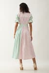 Shop_Son of A Noble Snob_Multi Color Cotton Satin Collared Magnum A-line Dress With Belt _at_Aza_Fashions