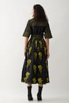 Shop_Son of A Noble Snob_Black Cotton Satin Collared Mamba Farm Print Midi Dress _at_Aza_Fashions