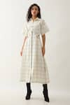 Buy_Son of A Noble Snob_Off White Cotton Satin Collared Martin Regal Print Midi Dress _at_Aza_Fashions