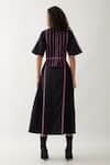 Shop_Son of A Noble Snob_Black Cotton Satin Collared, V-neck Mosaic Print Fit-and-flare Dress _at_Aza_Fashions