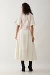 Shop_Son of A Noble Snob_Off White Cotton Satin Collared, V-neck Mosaic Print Fit-and-flare Dress _at_Aza_Fashions