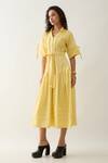 Buy_Son of A Noble Snob_Yellow Cotton Satin Collared Lemon Fit And Midi Dress _Online_at_Aza_Fashions