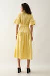 Shop_Son of A Noble Snob_Yellow Cotton Satin Collared Lemon Fit And Midi Dress _at_Aza_Fashions
