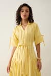 Shop_Son of A Noble Snob_Yellow Cotton Satin Collared Lemon Fit And Midi Dress _Online_at_Aza_Fashions