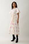 Buy_Son of A Noble Snob_Off White Cotton Satin Round Neck Grape Print Fit And Flare Midi Dress _Online_at_Aza_Fashions
