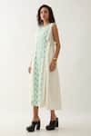 Son of A Noble Snob_Off White Cotton Satin Round Neck Oscar Sleeveless Dress _Online_at_Aza_Fashions
