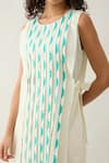 Son of A Noble Snob_Off White Cotton Satin Round Neck Oscar Sleeveless Dress _at_Aza_Fashions
