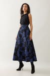 Buy_Son of A Noble Snob_Black Cotton Satin Anther Print Long Skirt _Online_at_Aza_Fashions