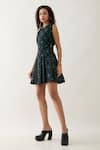 Son of A Noble Snob_Black Cotton Satin Round Neck Raven Regal Print Dress _Online_at_Aza_Fashions