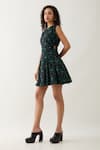Buy_Son of A Noble Snob_Black Cotton Satin Round Neck Raven Regal Print Dress _Online_at_Aza_Fashions