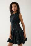 Son of A Noble Snob_Black Cotton Satin Round Neck Raven Regal Print Dress _at_Aza_Fashions