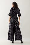 Shop_Son of A Noble Snob_Black Cotton Satin Collared Barbed Print Rene Co-ord Set _at_Aza_Fashions