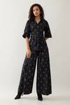 Buy_Son of A Noble Snob_Black Cotton Satin Collared Barbed Print Rene Co-ord Set _at_Aza_Fashions