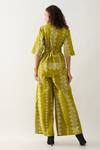 Shop_Son of A Noble Snob_Green Cotton Satin Collared Leaf Barbed Print Rene Set _at_Aza_Fashions