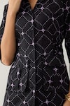 Buy_Son of A Noble Snob_Black Cotton Satin Collared Barbed Print Relaxed Fit Shirt 