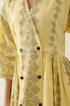 Son of A Noble Snob_Yellow Cotton Satin Collared Lemon Midi Dress _Online_at_Aza_Fashions