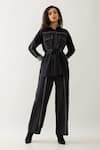 Buy_Son of A Noble Snob_Black Cotton Satin Collared Safa Co-ord Set _at_Aza_Fashions