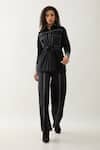 Son of A Noble Snob_Black Cotton Satin Collared Safa Co-ord Set _Online_at_Aza_Fashions