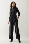 Buy_Son of A Noble Snob_Black Cotton Satin Collared Safa Co-ord Set _Online_at_Aza_Fashions