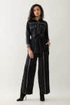 Son of A Noble Snob_Black Cotton Satin Collared Safa Co-ord Set _at_Aza_Fashions