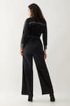 Shop_Son of A Noble Snob_Black Cotton Satin Collared Safa Shirt With Belt _at_Aza_Fashions