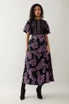 Buy_Son of A Noble Snob_Black Cotton Satin Bows Collared Samui Farm Print Skirt Set _at_Aza_Fashions