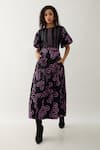 Buy_Son of A Noble Snob_Black Cotton Satin Bows Collared Samui Farm Print Skirt Set _Online_at_Aza_Fashions
