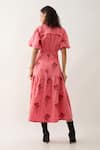 Shop_Son of A Noble Snob_Pink Cotton Satin Embroidery, Bows Round Neck Salmon Farm Print Skirt Set _at_Aza_Fashions