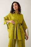Buy_Son of A Noble Snob_Green Cotton Satin Collared Leaf Relaxed Fit Shirt And Pant Set 