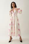 Buy_Son of A Noble Snob_Off White Cotton Satin V-neck Solace Fit-and-flare Midi Dress _Online_at_Aza_Fashions