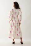 Shop_Son of A Noble Snob_Off White Cotton Satin V-neck Solace Fit-and-flare Midi Dress _at_Aza_Fashions