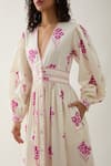 Buy_Son of A Noble Snob_Off White Cotton Satin V-neck Solace Fit-and-flare Midi Dress 