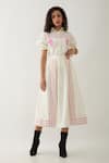 Buy_Son of A Noble Snob_Off White Cotton Satin Embroidery Collared Spring Farm Shirt And Skirt Set _at_Aza_Fashions