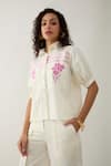 Buy_Son of A Noble Snob_Off White Cotton Satin Embroidery Collared Spring Farm Shirt _Online_at_Aza_Fashions