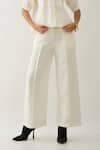 Son of A Noble Snob_Off White Cotton Satin Embroidery Collared Spring Farm Shirt _at_Aza_Fashions