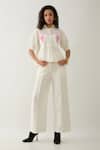Buy_Son of A Noble Snob_Off White Cotton Satin Embroidery Collared Spring Farm Shirt _Online