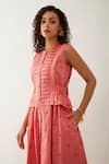 Shop_Son Of A Noble Snob_Pink Cotton Satin Round Neck Salmon Willow Midi Dress _Online_at_Aza_Fashions