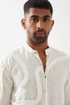Son of A Noble Snob_White Linen Felix Kurta Set _Online_at_Aza_Fashions