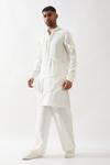 Shop_Son of A Noble Snob_White Linen Felix Kurta Set _Online_at_Aza_Fashions