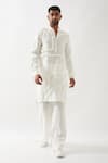 Son of A Noble Snob_White Linen Felix Kurta Set _at_Aza_Fashions