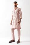 Buy_Son of A Noble Snob_Pink Linen Applique Kurta Set _Online_at_Aza_Fashions