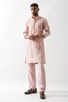 Shop_Son of A Noble Snob_Pink Linen Applique Kurta Set 